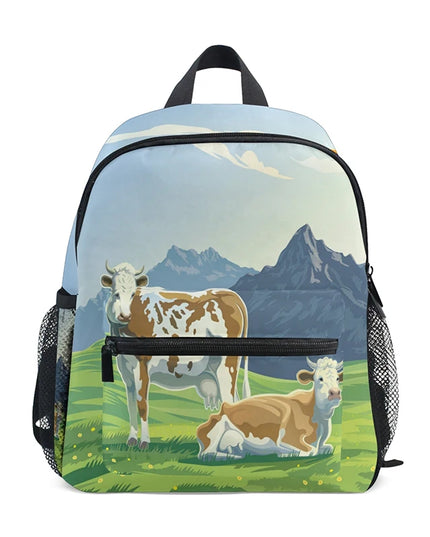 Blau Rucksack Kita-Kinder - Wasserdicht & Niedliches Kuh-Motiv