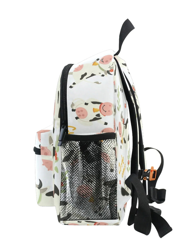 Bunter Rucksack Kinder - Wasserdicht, Kuh-Motiv & Anti-Verlust