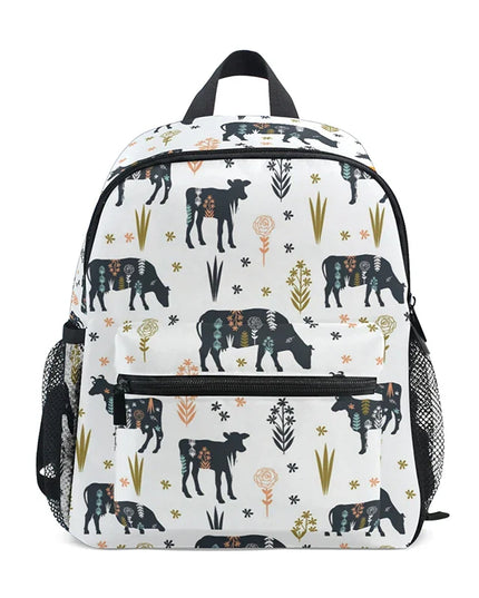 Bunter Rucksack Kinder - Wasserdicht, Kuh-Motiv & Anti-Verlust