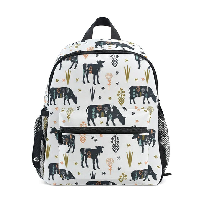 Bunter Rucksack Kinder - Wasserdicht, Kuh-Motiv & Anti-Verlust