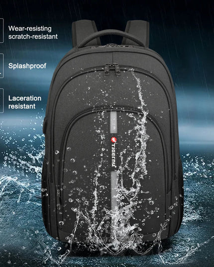 Schwarz Rucksack Herren - Diebstahlschutz Laptopfach