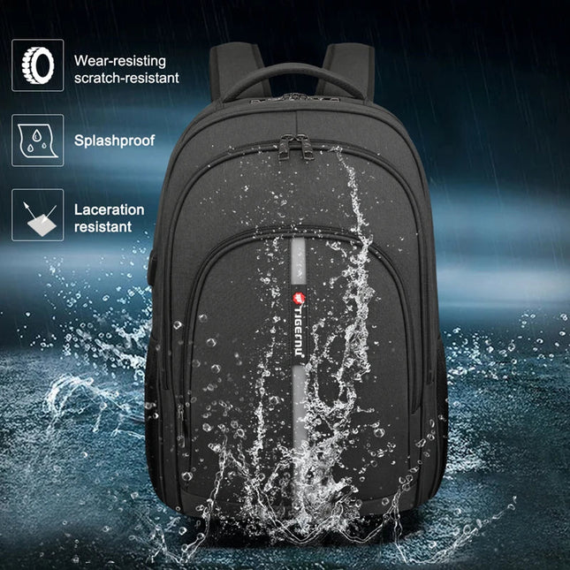 Schwarz Rucksack Herren - Diebstahlschutz Laptopfach