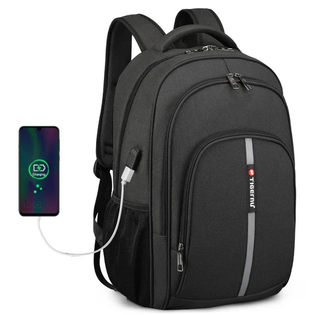 Schwarz Rucksack Herren - Diebstahlschutz Laptopfach