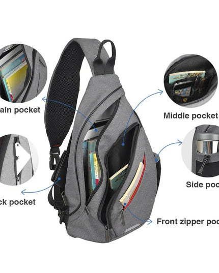 Lila Sling Bag mit USB-Anschluss - Reflektierender Streifen