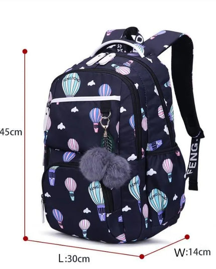 Schwarzer Rucksack mit Blumenmuster Grundschule - aus Nylon