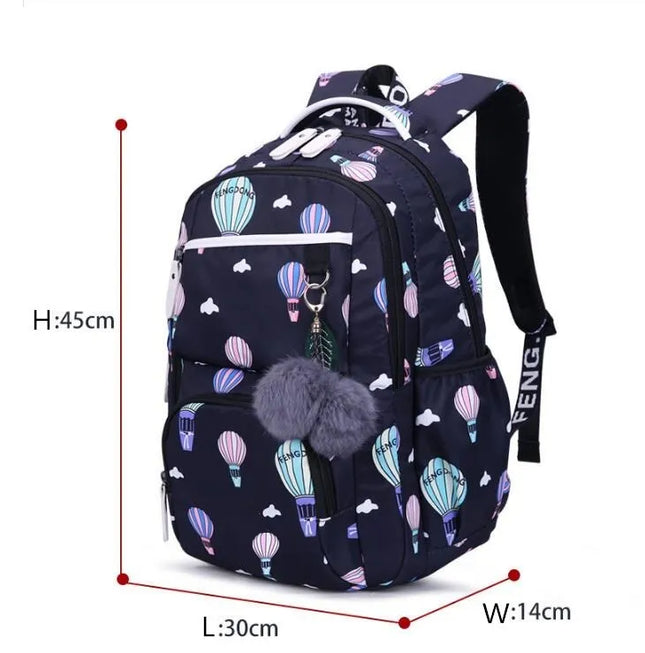 Schwarzer Rucksack mit Blumenmuster Grundschule - aus Nylon