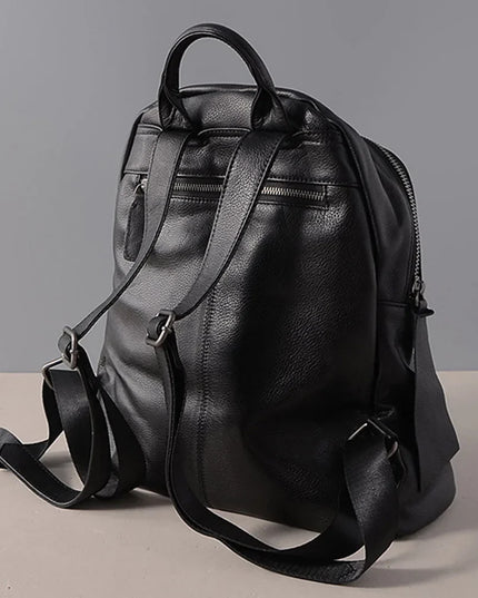 Schwarz-Rot Rucksack Damen - Echtleder Vintage für Reise & Alltag