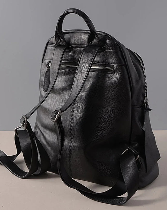 Schwarz Rot Rucksack Damen - Echtleder Vintage Groß