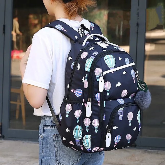 Rosa Rucksack Blumenmuster Grundschule - Nylon Mädchen