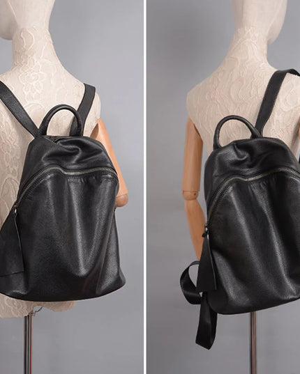Schwarz Rot Rucksack Damen - Echtleder Vintage