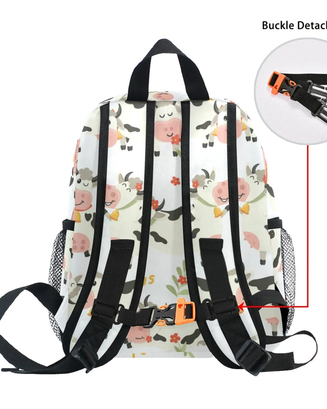 Bunter Rucksack Kinder - Wasserdicht, Kuh-Motiv & Anti-Verlust