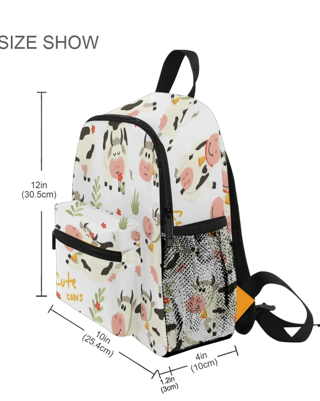 Blau Rucksack Kita-Kinder - Wasserdicht & Niedliches Kuh-Motiv