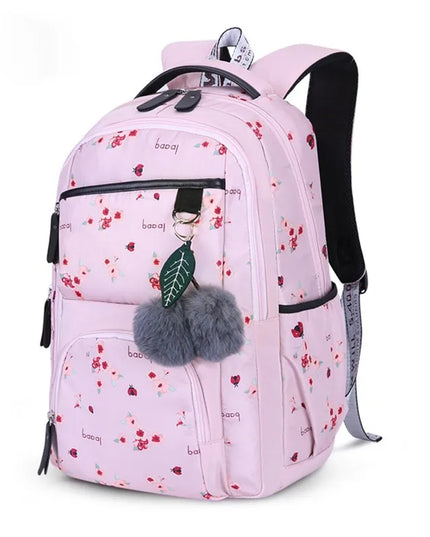 Rosa Rucksack Blumenmuster Grundschule - Nylon Mädchen