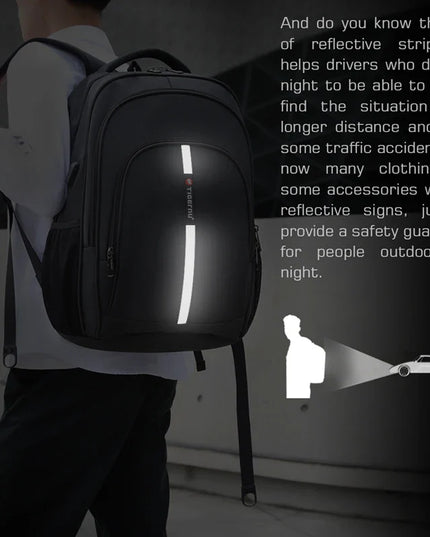 Schwarz Rucksack Herren - Diebstahlschutz Laptopfach
