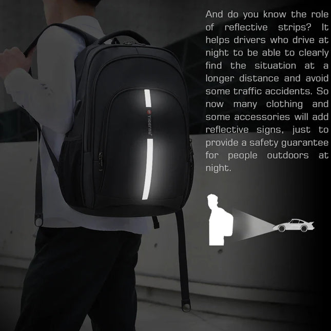 Schwarz Rucksack Herren - Diebstahlschutz Laptopfach