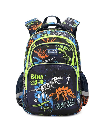 dunkelblauer rucksack kindergarten mit dinosaurier skelett