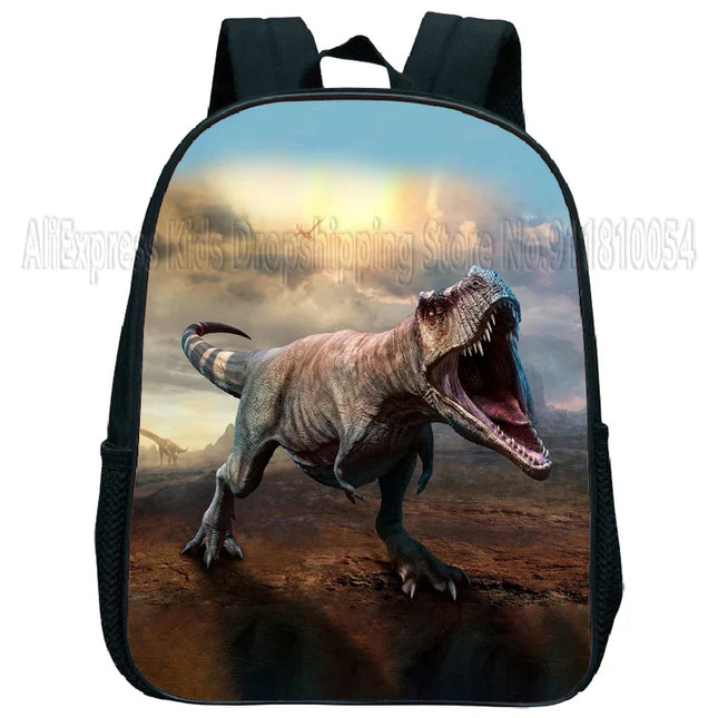 Schwarz Rucksack Kita - Wasserdicht, T-Rex-Druck