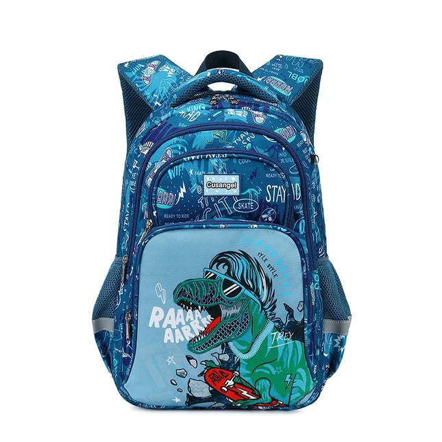 Schwarzes Rucksack-Set mit Dinosaurier - Oxford-Stoff