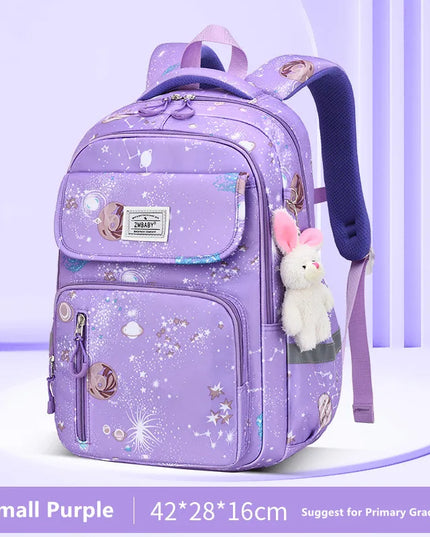 Lila Rucksack Mädchen Weltraum - Wasserdichtes Nylon