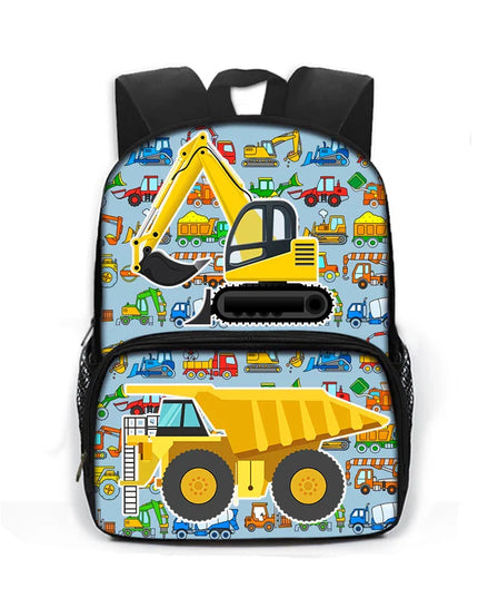 Blauer Rucksack Baustellenfahrzeuge Grundschule - Polyester