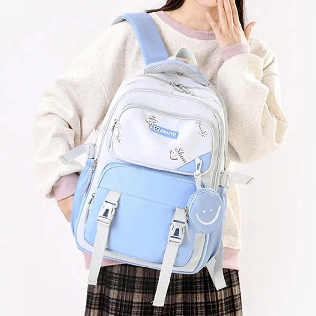 Rucksack für Mädchen - Weiß Nylon mit Smiley