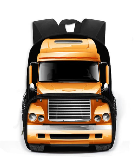 Rucksack orange - Polyester LKW-Print Kinder