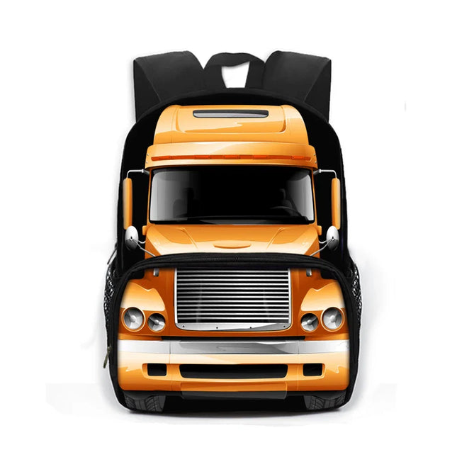 Rucksack orange - Polyester LKW-Print Kinder
