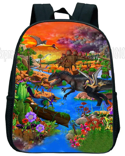 Kita Rucksack mit Dinosaurier-Motiv - Bunt & Wasserdicht