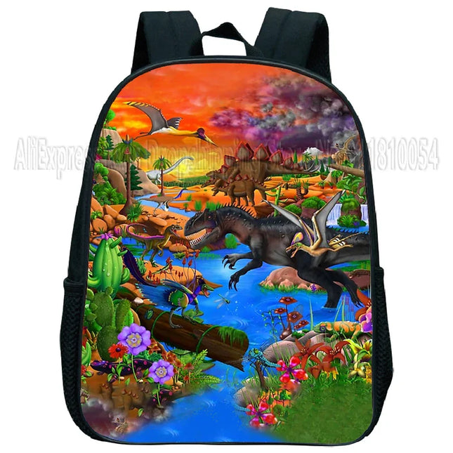 Kita Rucksack mit Dinosaurier-Motiv - Bunt & Wasserdicht
