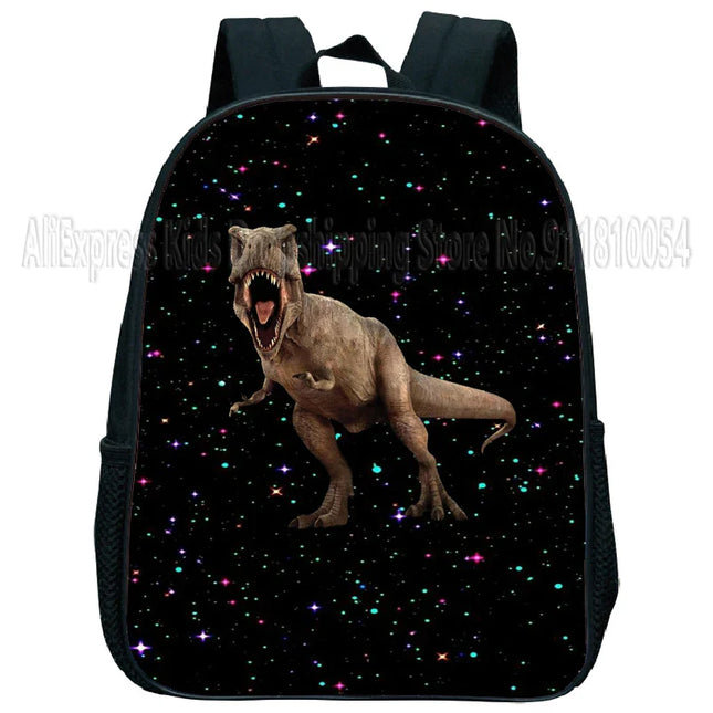 Kita Rucksack personalisiert - Schwarz mit Dinosaurier