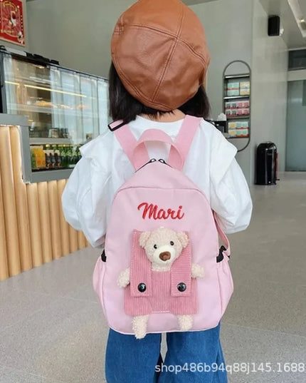 Gelber Kita Rucksack mit Teddybär - Polyester, Nylon