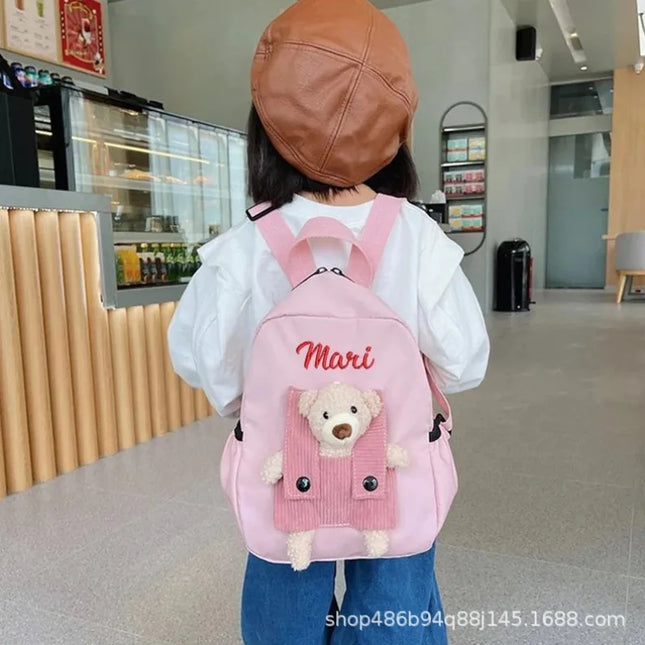 Gelber Kita Rucksack mit Teddybär - Polyester, Nylon