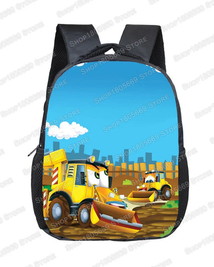 Bunter Rucksack Jungen - Entdecker-Tour mit Traktor & Bagger