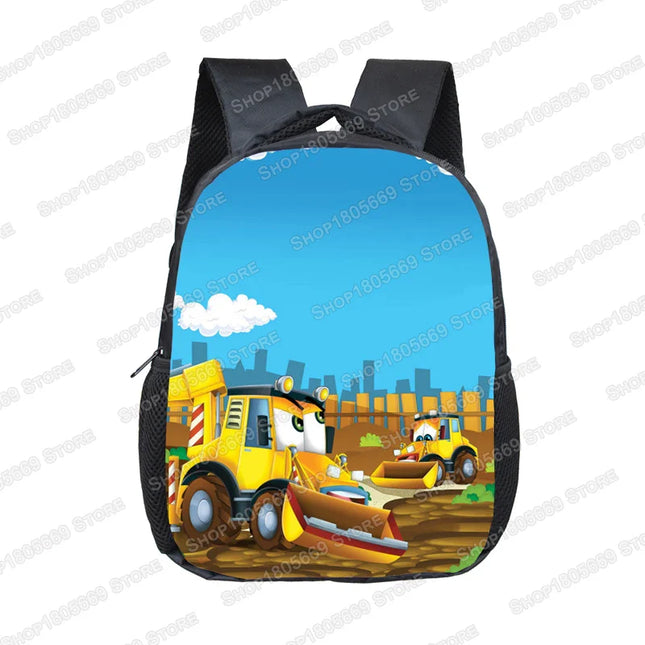 Bunter Rucksack Jungen - Entdecker-Tour mit Traktor & Bagger