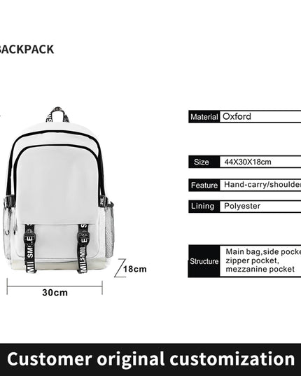 Mädchen Rucksack - Weiß Oxford-Stoff Kompakt