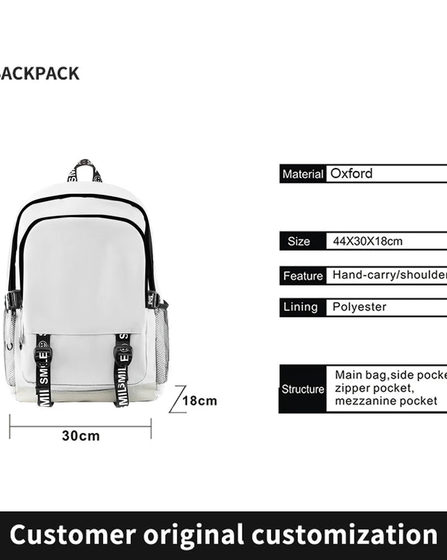 Mädchen Rucksack - Weiß Oxford-Stoff Kompakt