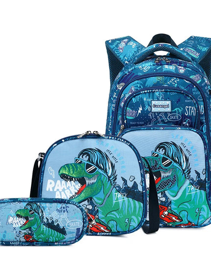 Schulranzen-Set blau Dinosaurier Skateboard - Oxford-Stoff