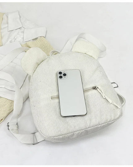 Brauner Cord Rucksack mit Bärenohren - Für Kinder