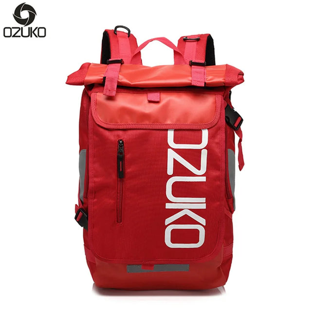 Roter Rucksack Jungen - Aus Oxford-Stoff mit Rollverschluss