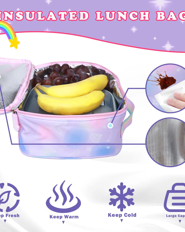 Rucksack-Set Mädchen Regenbogen Einhorn - 3-teilig Pastell