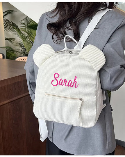 Brauner Cord Rucksack mit Bärenohren - Für Kinder