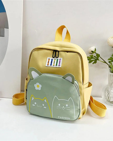 Kita Rucksack - Gelb mit Katzenmotiv Nylon