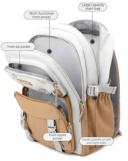 Rucksack für Mädchen - Weiß Nylon mit Smiley
