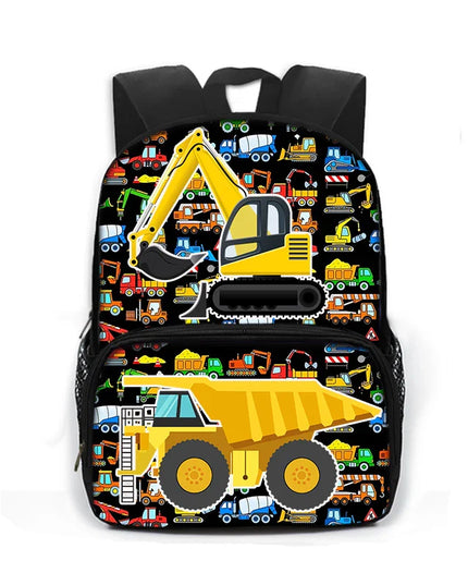 Schwarzer Rucksack LKW Grundschule - Polyester Druck