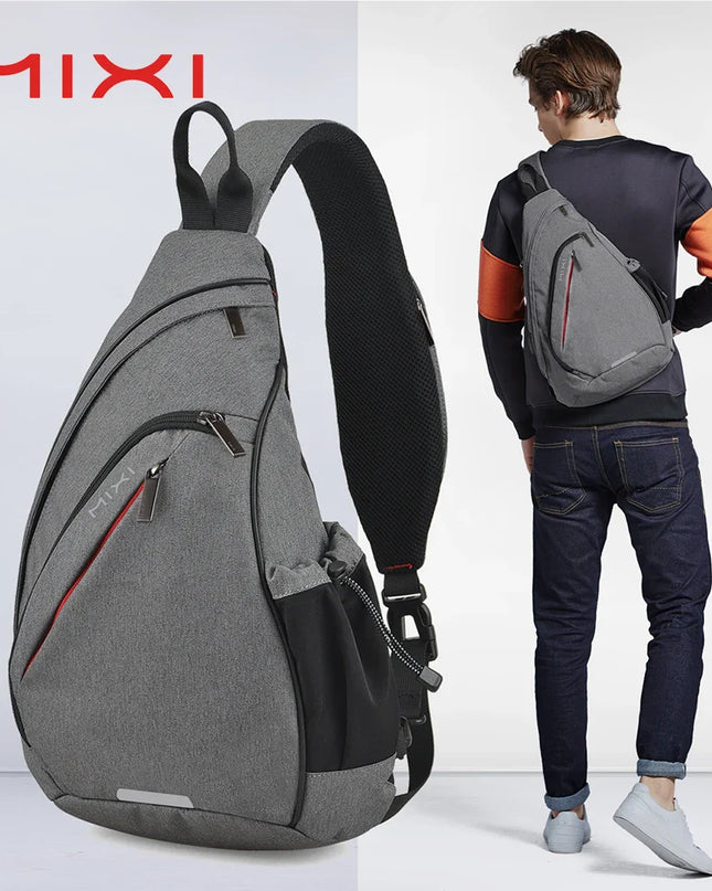 Lila Sling Bag mit USB-Anschluss - Reflektierender Streifen