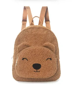 Brauner Bären Rucksack Grundschule - aus weichem Plüsch