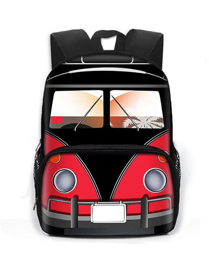 Grundschule Rucksack - Schwarz, Bus-Design Polyester