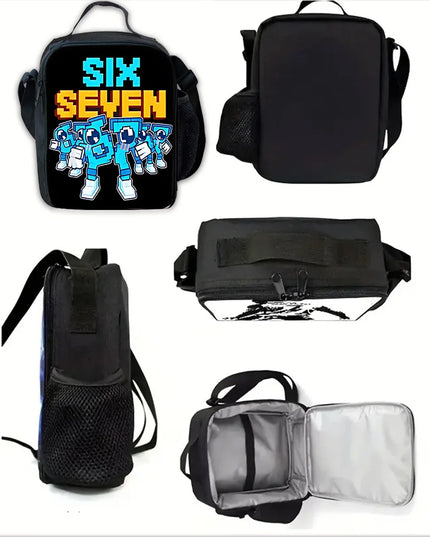 Schwarz Rucksack Kinder - Kühlfunktion & Cartoon-Monster