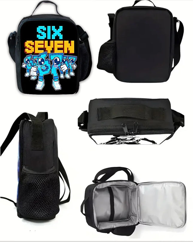 Schwarz Rucksack Kinder - Kühlfunktion & Cartoon-Monster