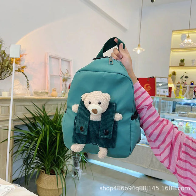 Türkiser Kita Rucksack mit Teddybär - für 2-4 Jahre